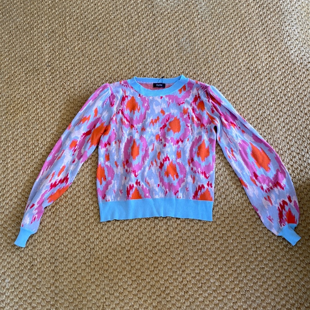 Fate Ikat Puff Sleeve Sweater - medium - Picture 1 of 6